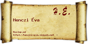 Henczi Éva névjegykártya